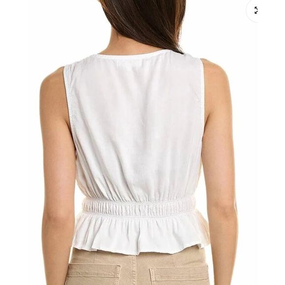 Bella Dahl Tank Top Womens Medium White Shirred Button Front‎ Blouse - Picture 3 of 8